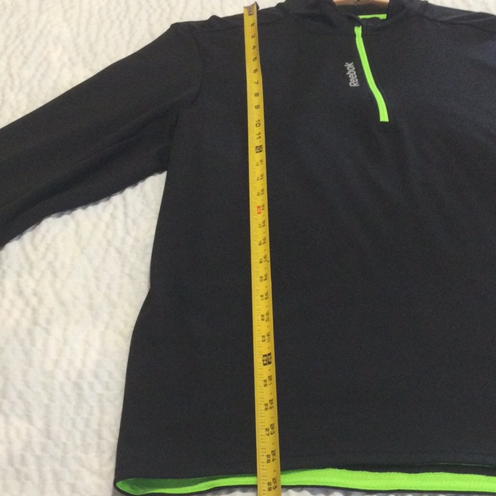 EUC Mens Reebok XL Black/ Green Play Dry Hal Zip Long Sleeve Shirt - Picture 6 of 12